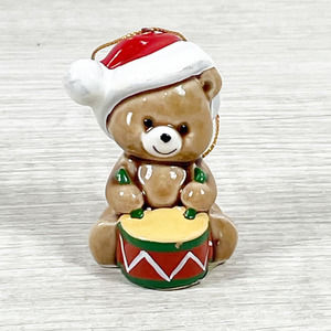 Originals by Erika Christmas Ornament Drummer Bear Santa Hat Vintage Japan EUC